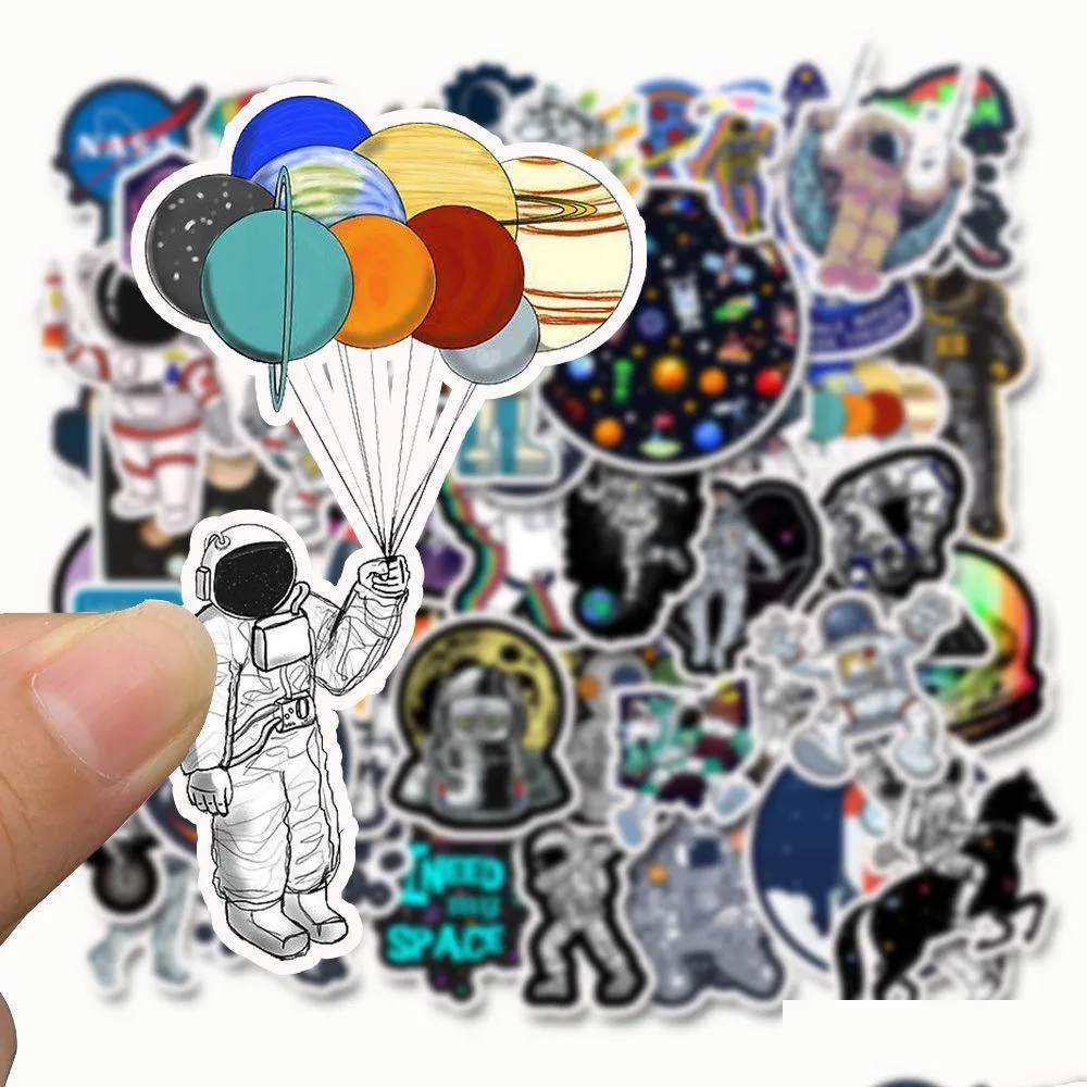 50 pcs mixed car stickers space astronaut universe for laptop skateboard pad bicycle motorcycle ps4 phone luggage decal pvc guitar