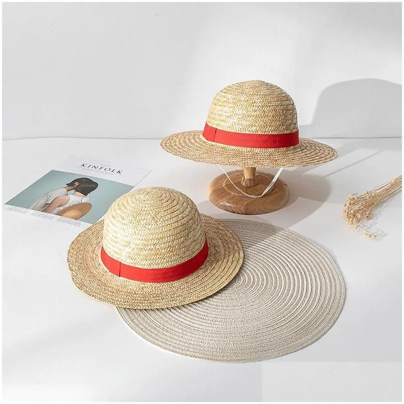 caps hats baby cap one piece luffy straw hat for children cosplay anime dress up parentchild sun shade performance