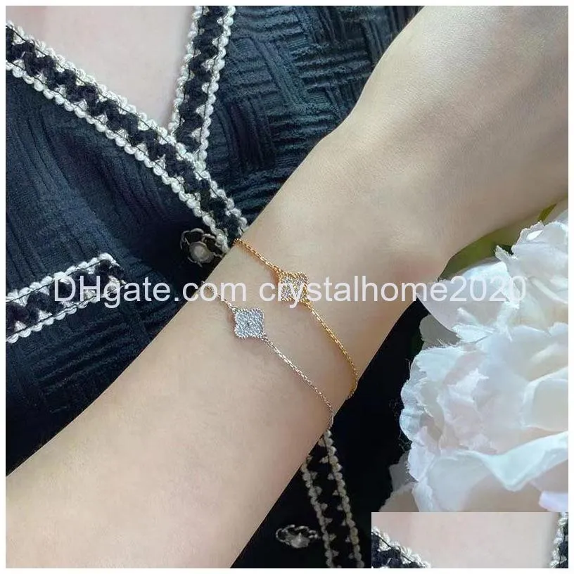 luxury va brand designer pendant necklaces 18k gold cross chain mini clover 4 leaf flower choker shining diamond crystal necklace wedding