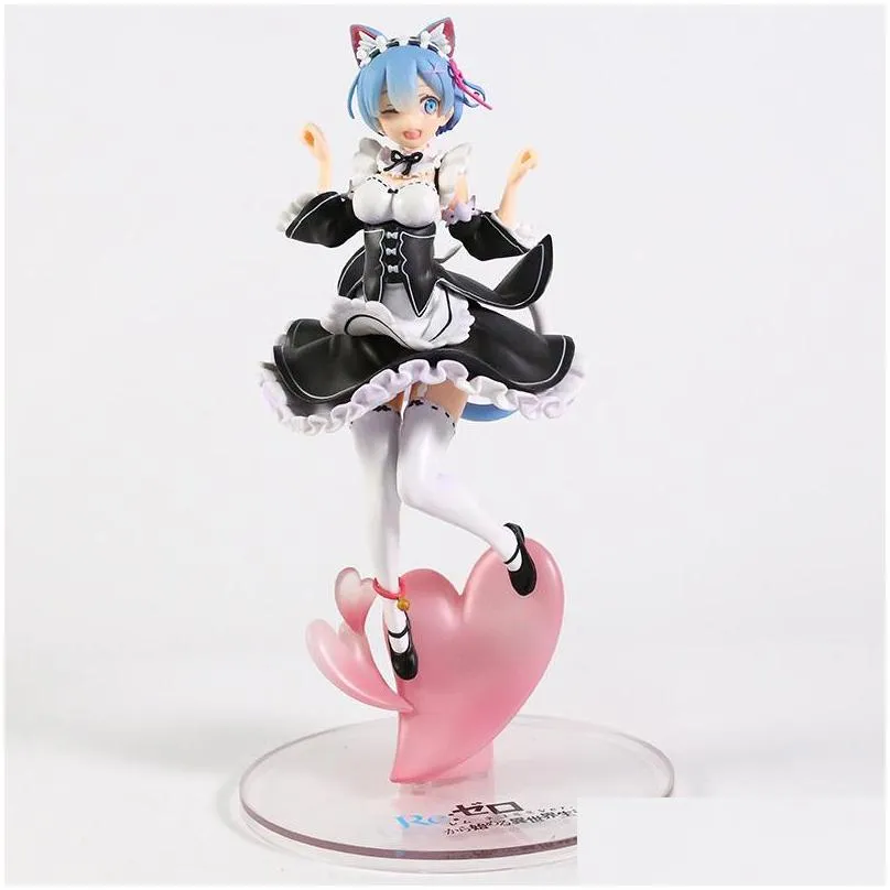 re zero starting life in another world rem nekomimi ver figure pvc collection model toys brinquedos 220702