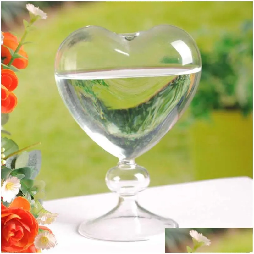 glass flower pots planter heart glass vase standing home decoration flower vase desktop decorative vase wedding party decor 210623