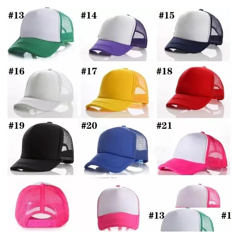 festive 21 colors party hats kids cap children mesh caps blank sublimation trucker hat girls boys toddler cap