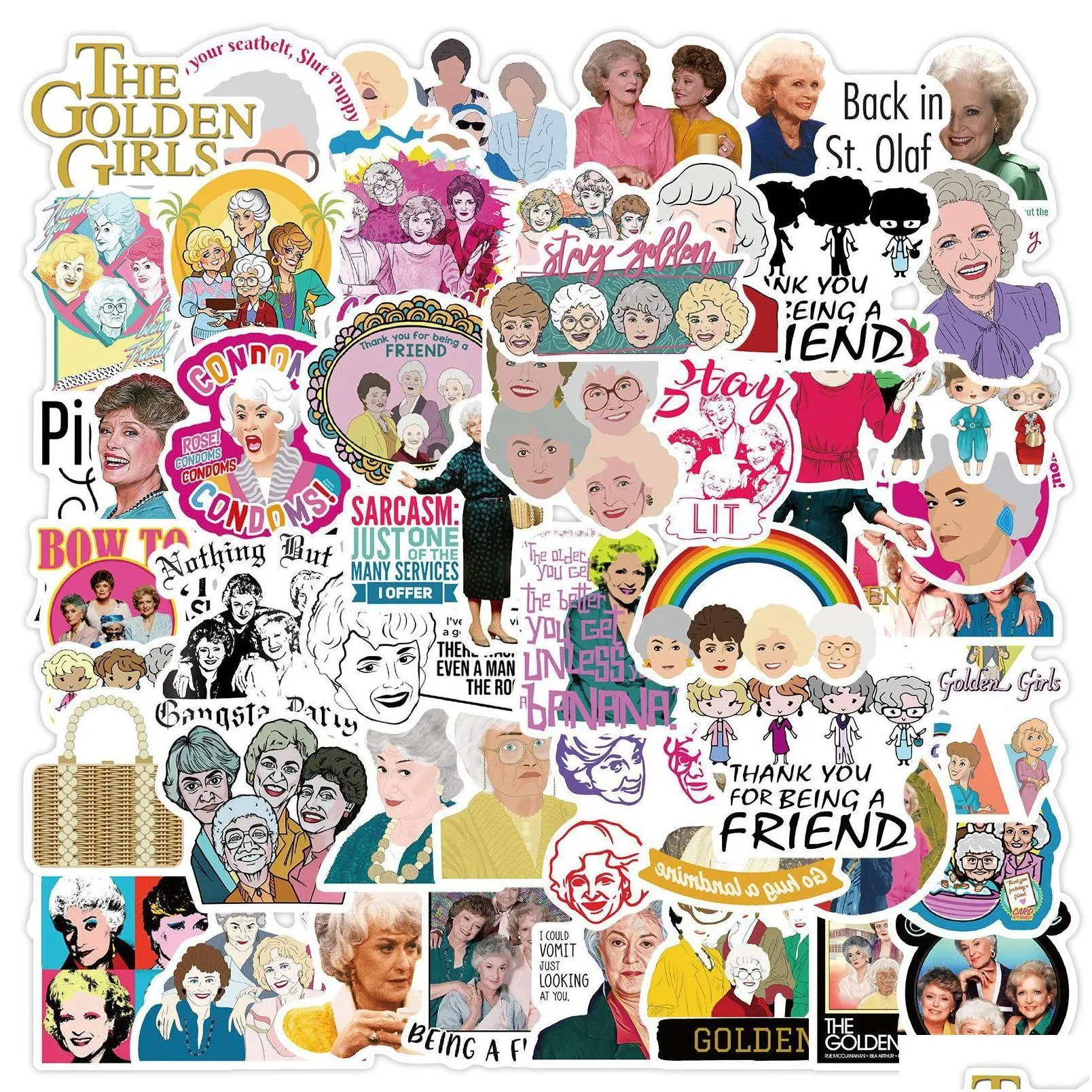 50 pcs mixed golden girls program graffiti skateboard stickers for car laptop fridge helmet pad bicycle bike motorcycle ps4 book guitar pvc