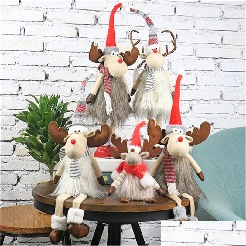 christmas decorations plush reindeer dolls with led lights christmas dolls standing elk deer toys christmas decoration for home navidad year gifts