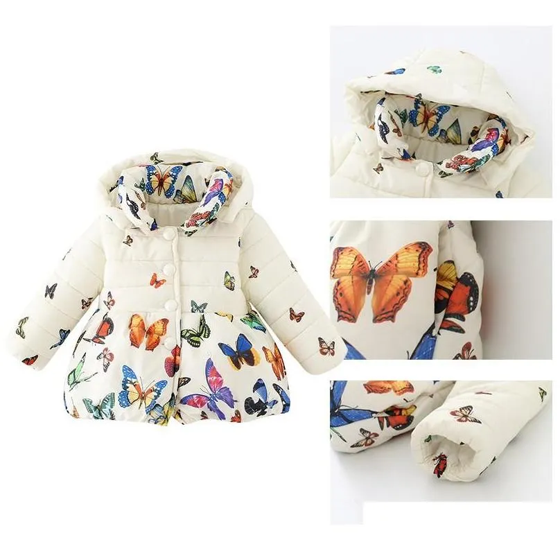 fashion toddler baby girls winter coat infants kid cotton butterfly parkas outwear girl down clothes