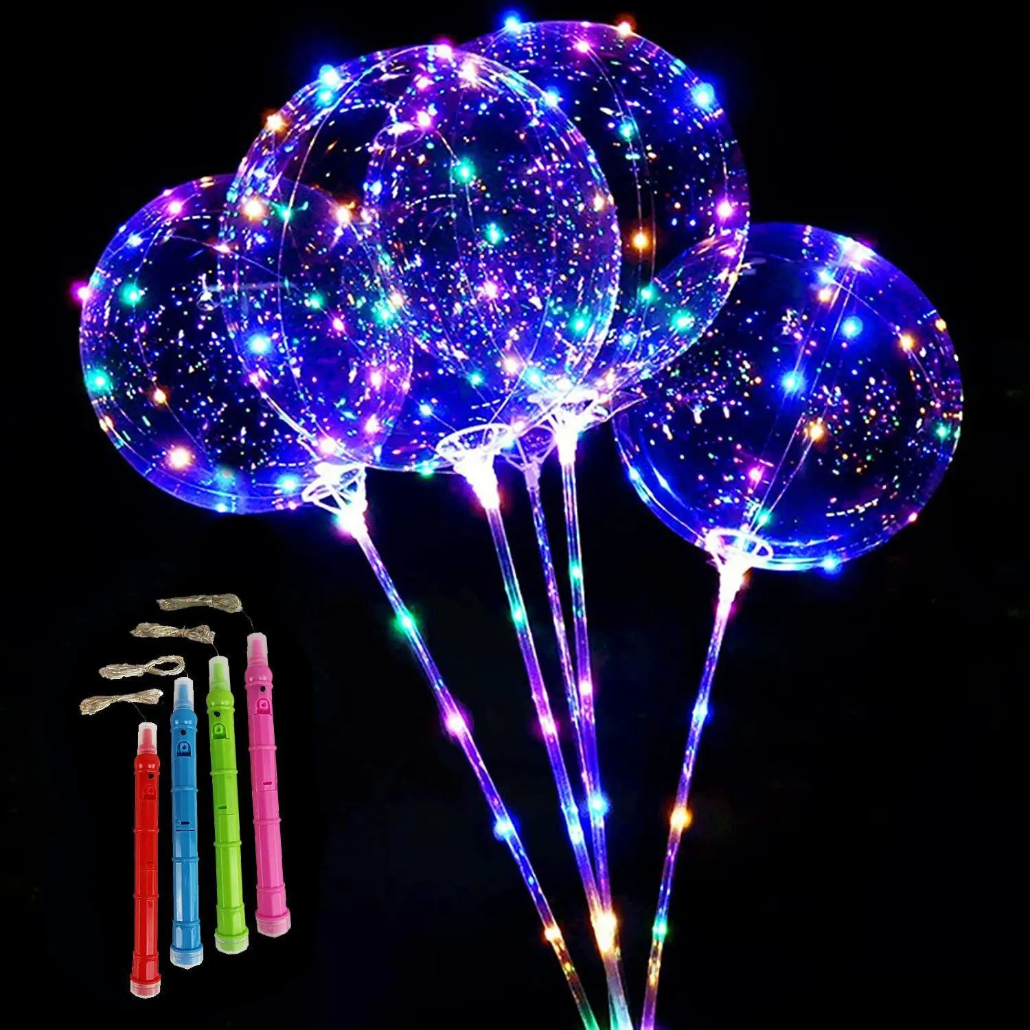 20 inches glow clear party bubble balloon led light up bobo balloons christmas birthday wedding decoration