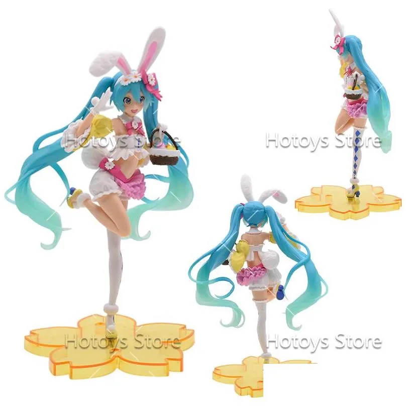 9 styles anime  action figure 014 standing posture figurine toys pvc pink sakura rabbit girls miku model toy gift 220523