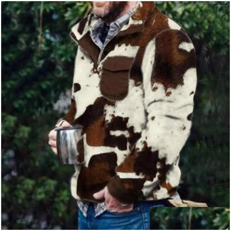 mens jackets mens cow teddy bear fleece fur jacket winter casual solid thicken pullover jumper coats male clothes sweatshirts mens