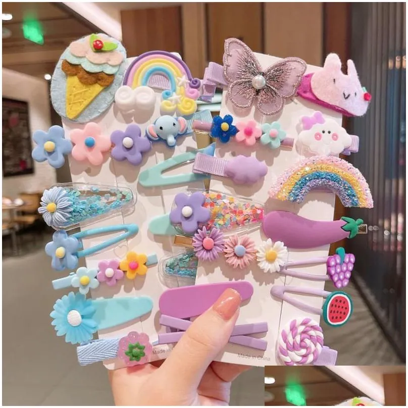 hair accessories 14pcs children hairpin fruit clips baby side bangs clip for cute girls headdress set