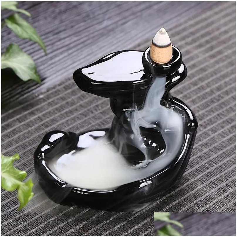 ceramics glaze incense burner lamps buddhist reflux aromatherapy censer backflow creative shape fragrance sticks holder many styles 8cy