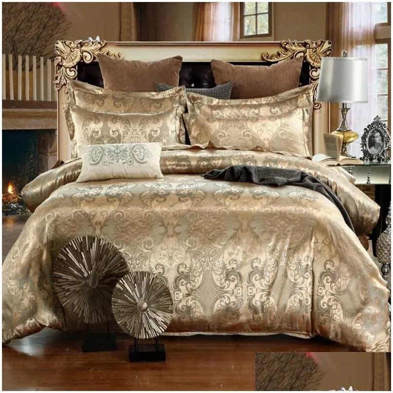 designer bed comforters sets luxury 3pcs home bedding set jacquard duvet beds sheet twin single queen king size bedclothes 473 v2