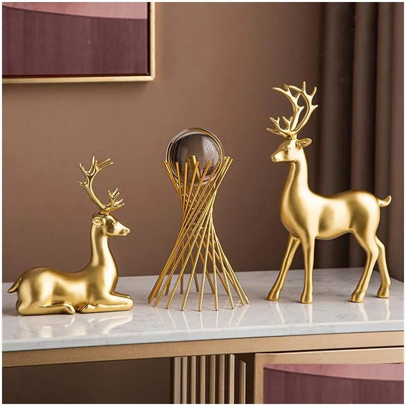 home decoration accessories animal figurines golden ornaments abstract art modern living room luxury decor gift 220329