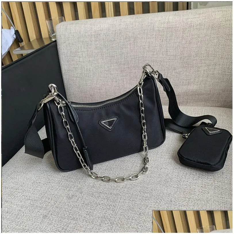 2022 fashion sale 3 piece nylon bags woman luxurys men designers lady womens crossbody tote hobo shoulder purses handbags bag wallet