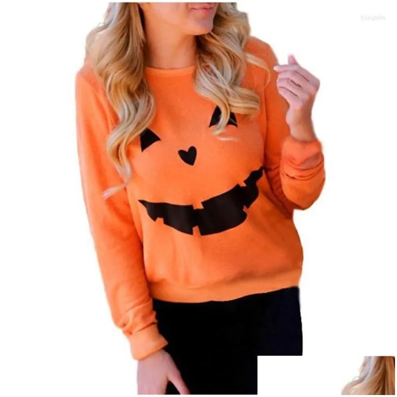womens hoodies women halloween pumpkin print long sleeve sweatshirt pullover tops blouse shirt female casual tracksuit 832710