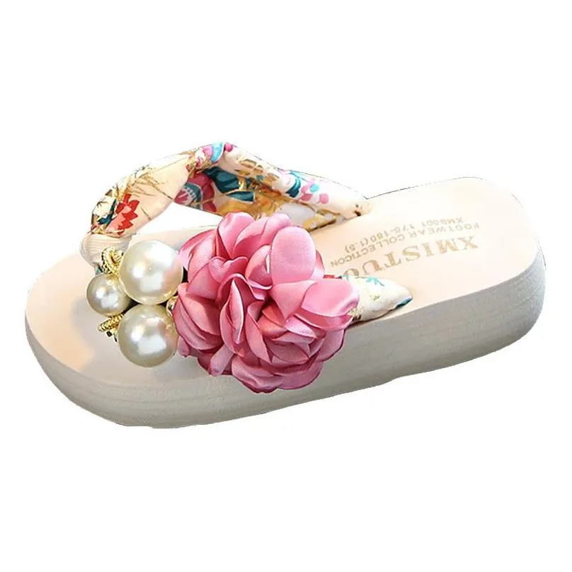 summer nonslip childrens flipflops girls fashion beach shoes pinch sandals female flowers slippers women wear 220613