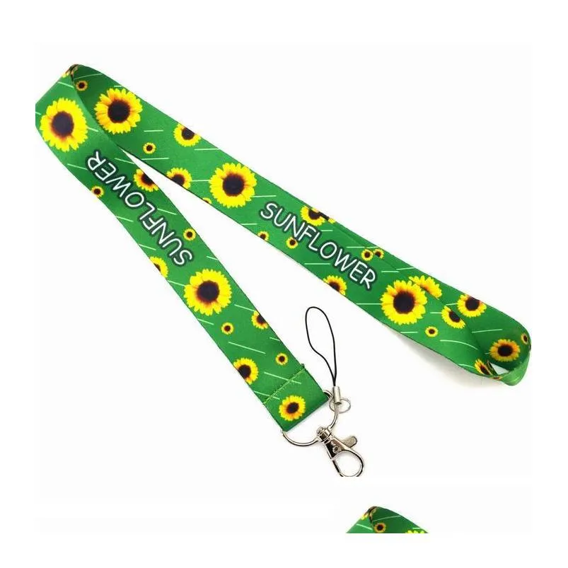 sunflower lanyard for keys mobile phone strap id badge holder rope keychain charms diy keychain accessories