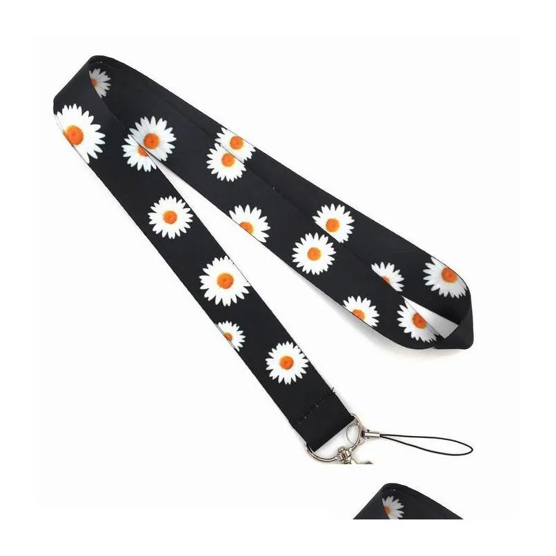 sunflower lanyard for keys mobile phone strap id badge holder rope keychain charms diy keychain accessories