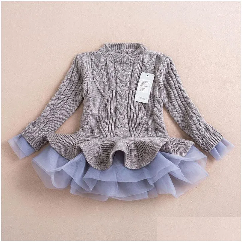 aile rabbit thick warm girl dress christmas wedding party dresses knitted chiffon winter kids girls clothes children clothingmx190822