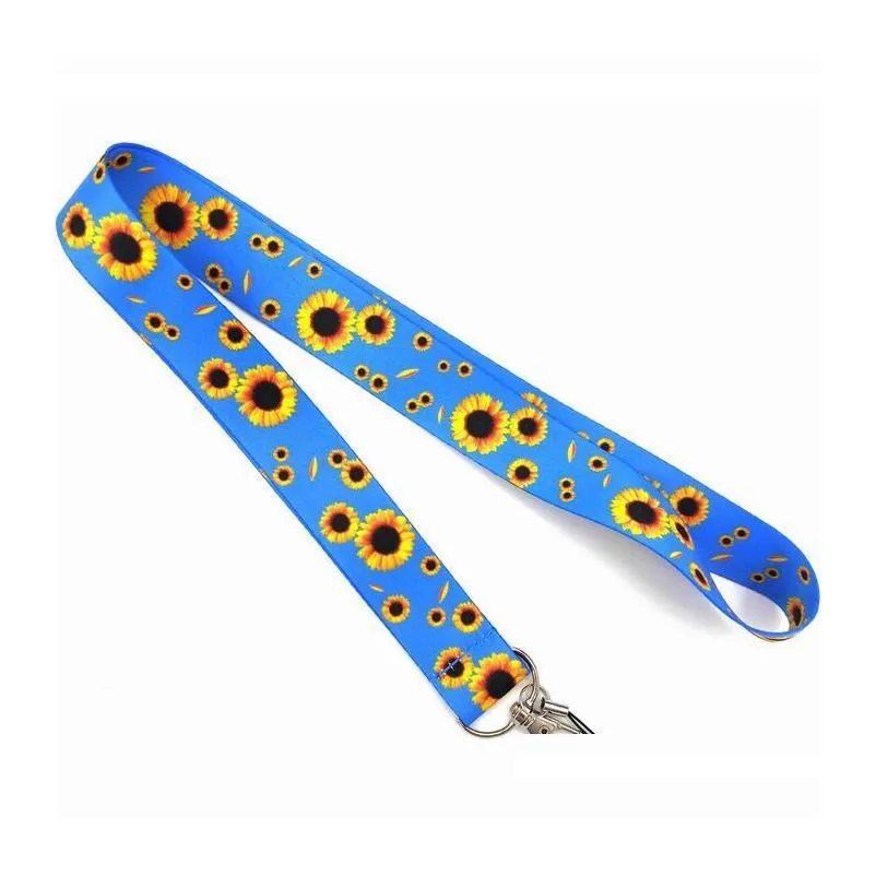 sunflower lanyard for keys mobile phone strap id badge holder rope keychain charms diy keychain accessories