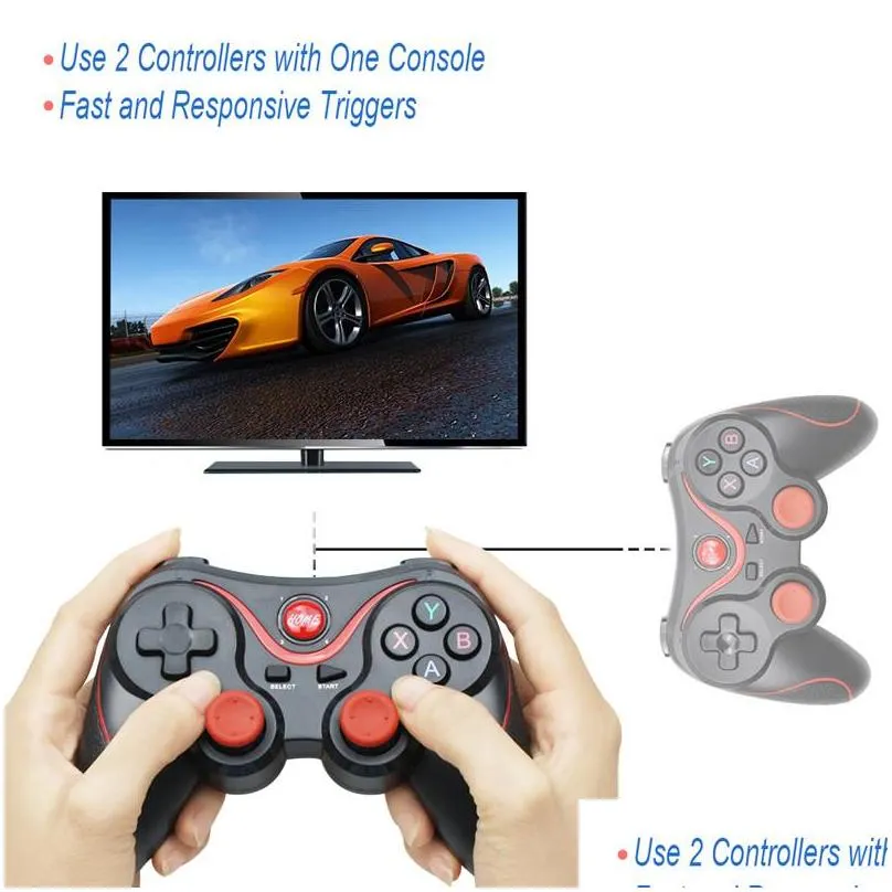 game controllers joysticks t3 gamepad x3 wireless bluetooth gaming remote controls with holders for smart phones tablets tvs tv boxes