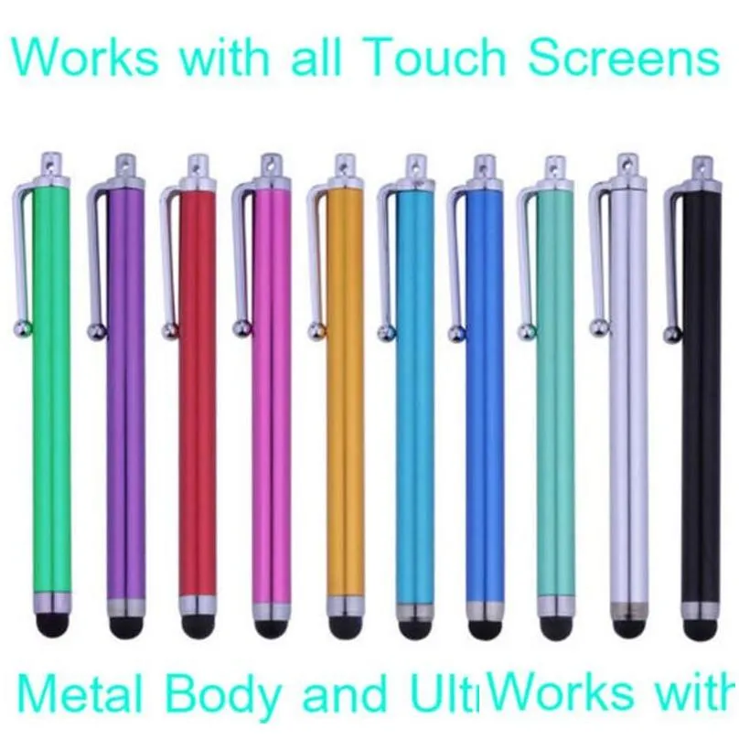 9.0 touch screen pen 500pcs metal capacitive screen stylus pens touch pen for samsung iphone cell phone tablet pc 10 colors fedex dhs