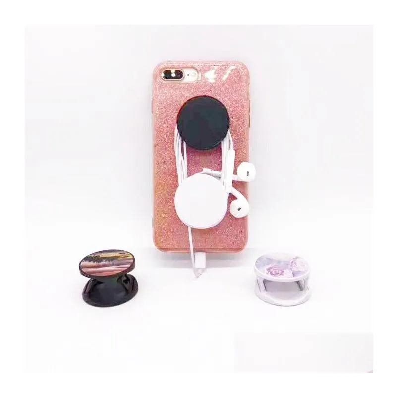 sublimation blank phone foldable holder grips for phones with metal plates and opp bag finger ring holders blanks