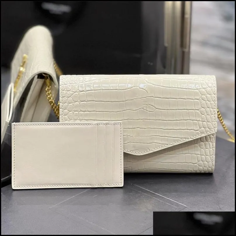 mini uptown chain wallet bag crocodile embossed shiny leather designer envelope clutch bag flap snap button closure hardware handbag women shoulder