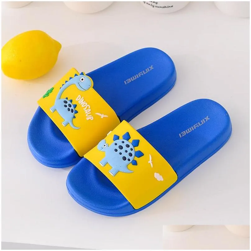 kids dinosaur children baby slippers waterproof breathable nonslip boys girls home duck shoes cute 220622