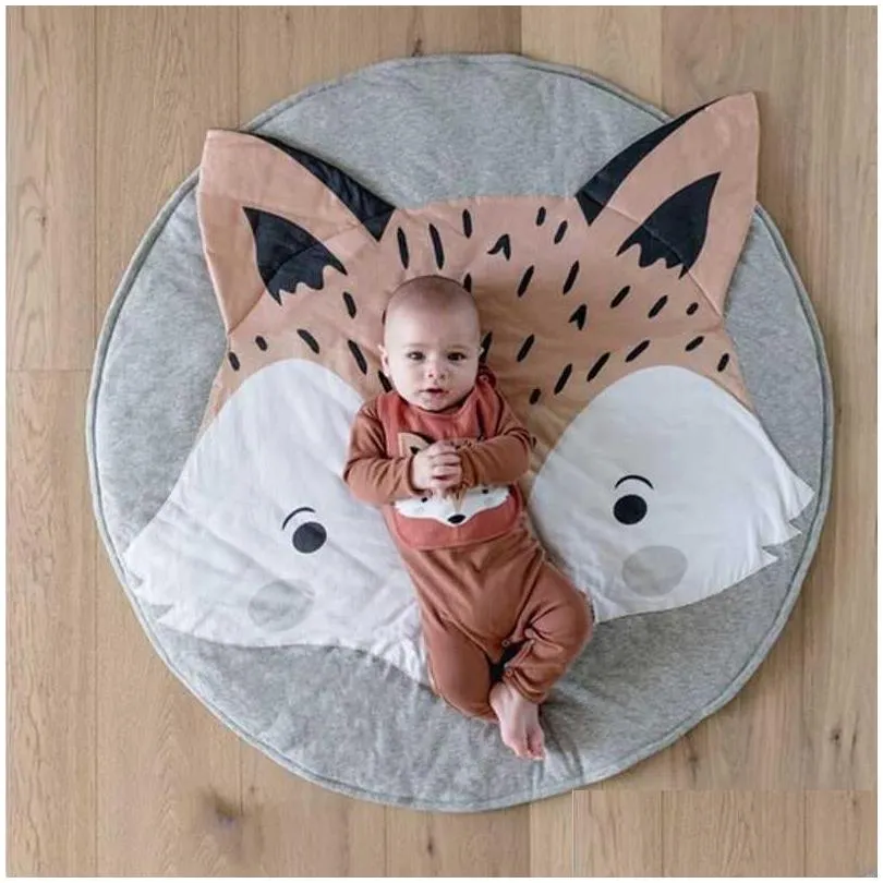 baby round play mats animal style pography background blanket infant soft cotton carpet crawling mat carpet toys mat 220107
