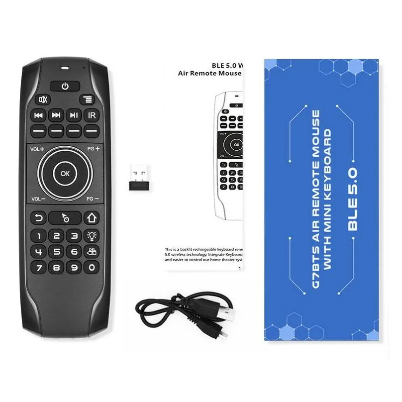 g7bts bluetooth 5.0 remote controlers wireless keyboard gyroscope backlit ir learning air mouse for smart tv box laptop tablet