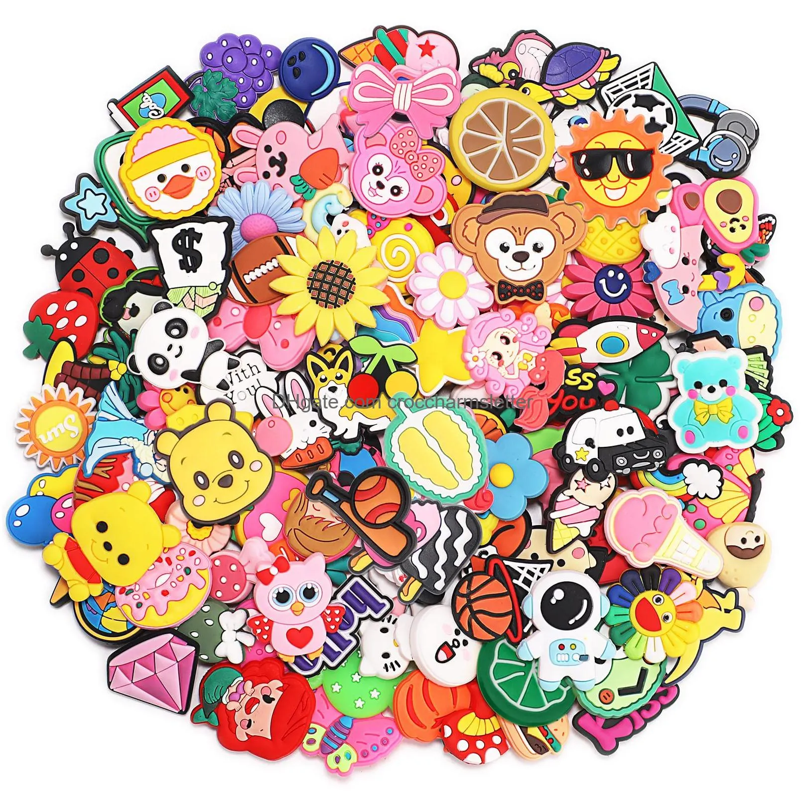 100 pack Shoe Charms for Crocs PVC Cute Cartoon Decoration Pins Anime  accessorie