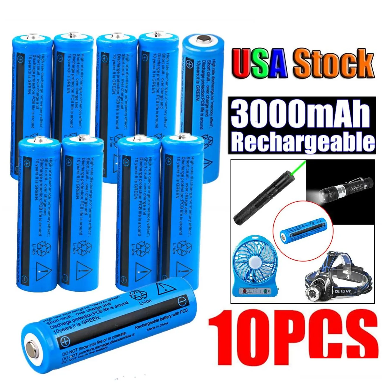 high quality rechargeable 18650 battery 3000mah 3.7v brc liion battery for flashlight torch laser headlamp