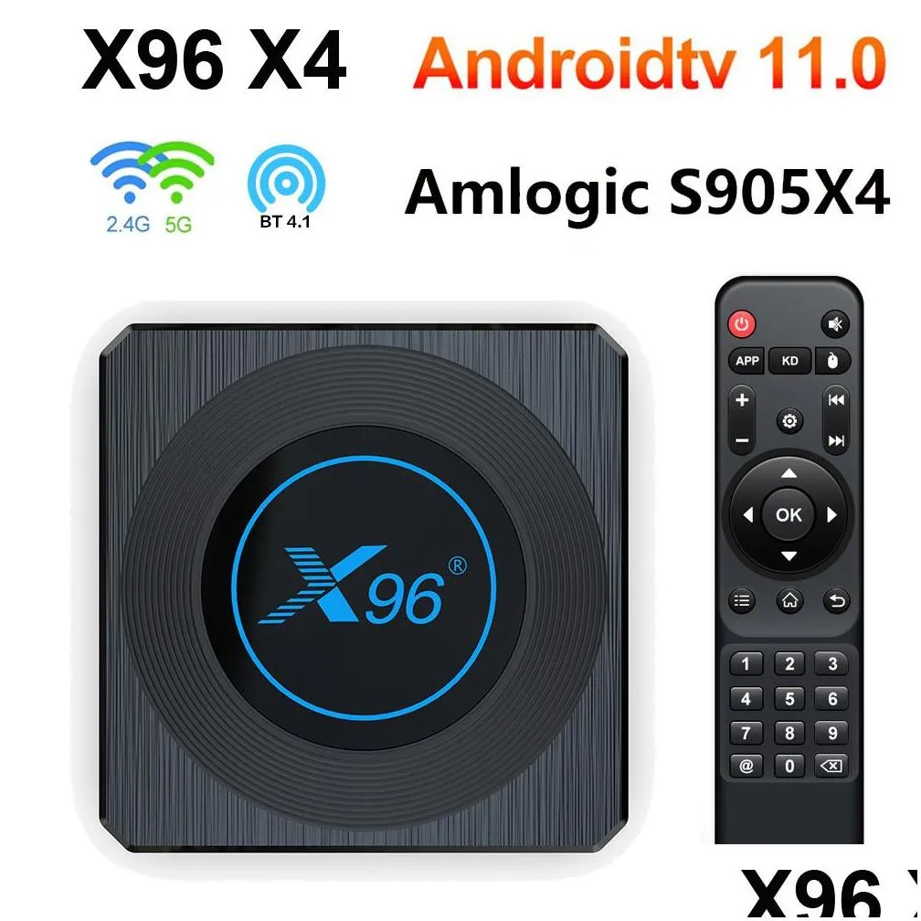 android 11 tv box x96 x4 amlogic s905x4 4g 64gb rgb light tvbox support av1 8k dual wifi bt4.1 32gb set topbox x96x4