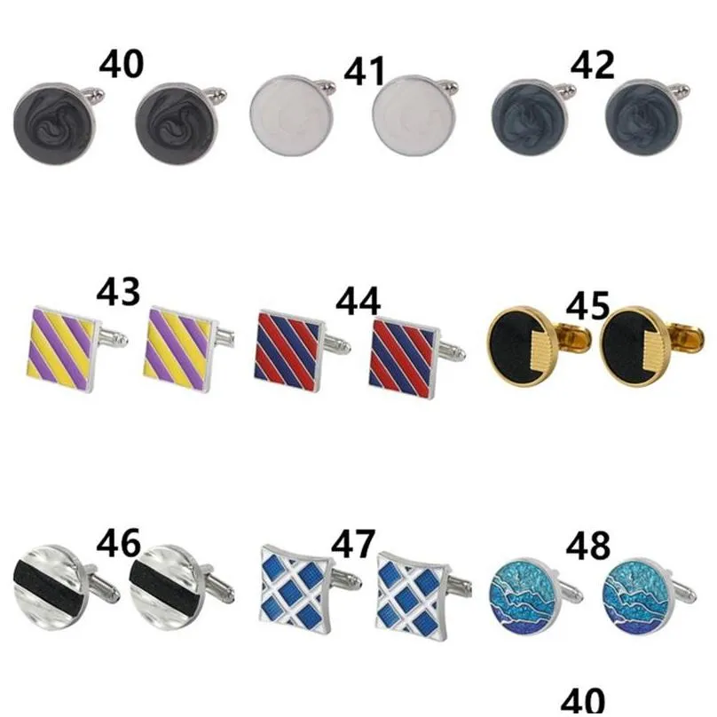 classical man cuff links designer alloy french enamel woman cufflinks 18k gold plated black silver square circle shirt business suit wedding jewelry