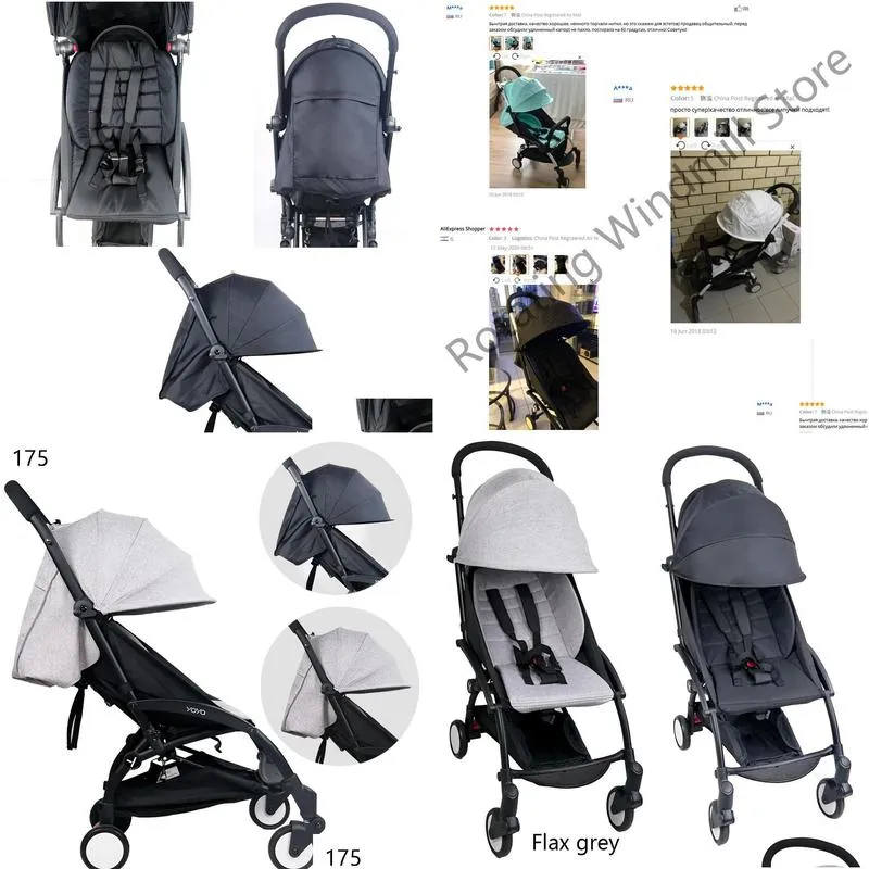 175 degrees stroller accessories for babyzen yoyo yoya seat liners sun shade cover back zipper pocket hood mattress for yoyo 201022