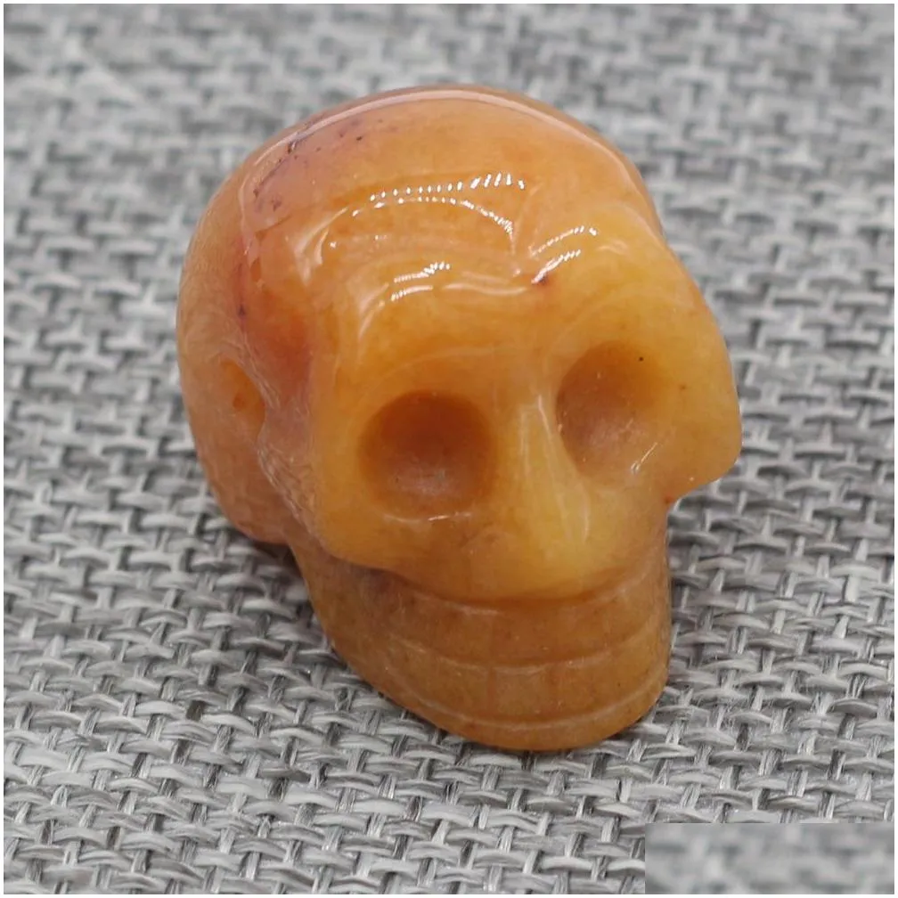 crystal skull figurine carved skeleton stone statue raw reiki healing energy gemstone ornaments home decor halloween gift 20x30x25mm