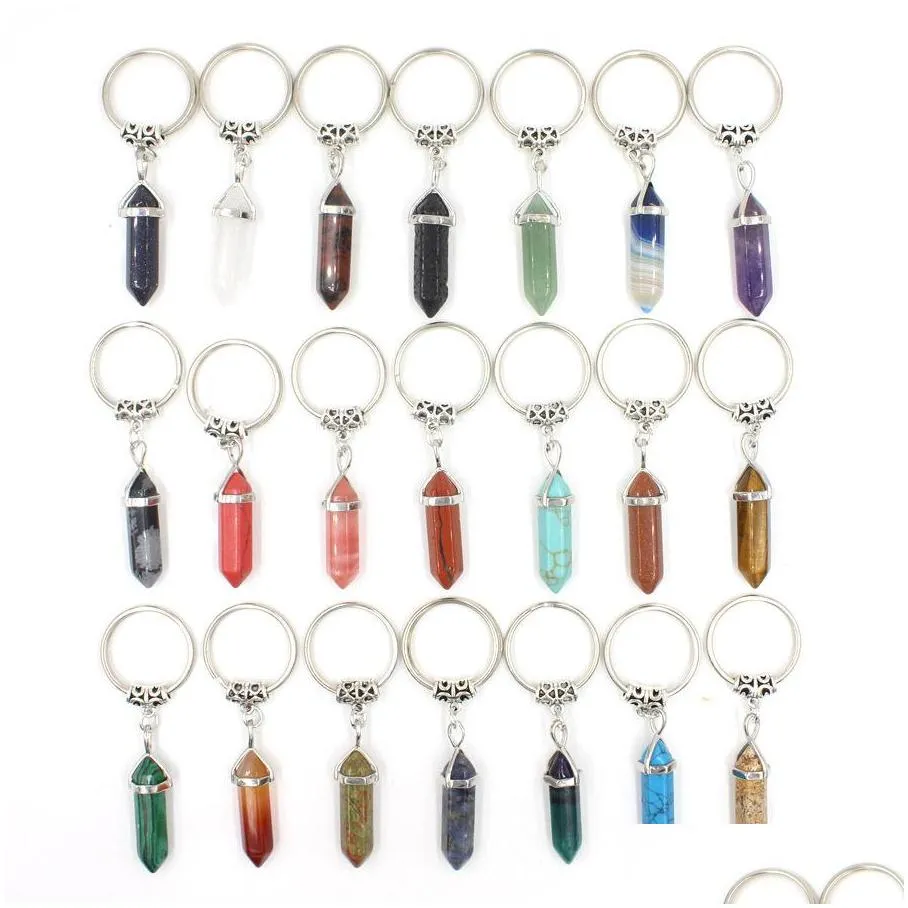 natural stone love heart keychains key rings healing crystal car decor keyrings keyholder for women men whoelsale