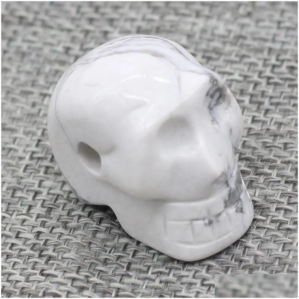 crystal skull figurine carved skeleton stone statue raw reiki healing energy gemstone ornaments home decor halloween gift 20x30x25mm