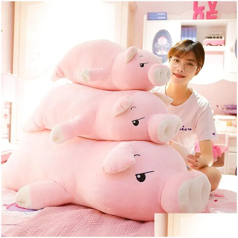 4075cm squishy pig stuffed doll lying plush piggy toy animal soft plushie hand warmer pillow blanket kids baby comforting gift 220629