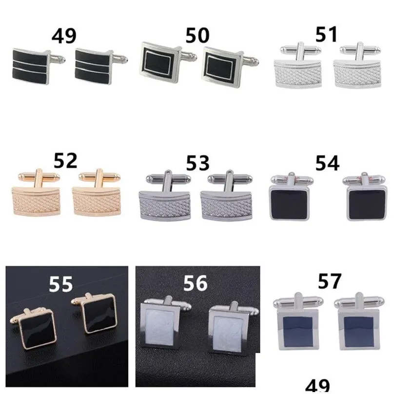 classical man cuff links designer alloy french enamel woman cufflinks 18k gold plated black silver square circle shirt business suit wedding jewelry