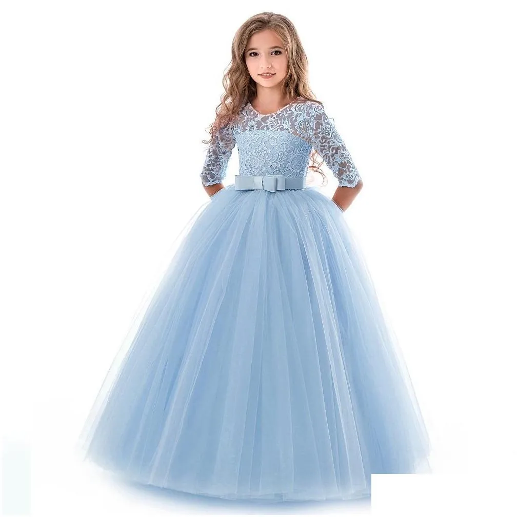 kids bridesmaid flower girls wedding kids dresses for girls evening party dress teenage children princess dress 8 10 12 14 years