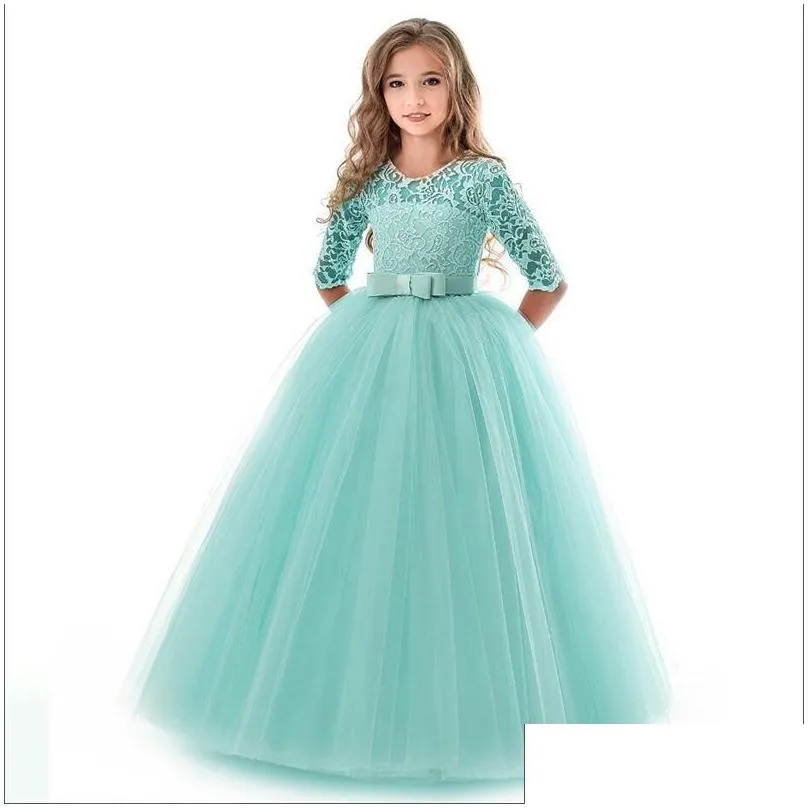 kids bridesmaid flower girls wedding kids dresses for girls evening party dress teenage children princess dress 8 10 12 14 years