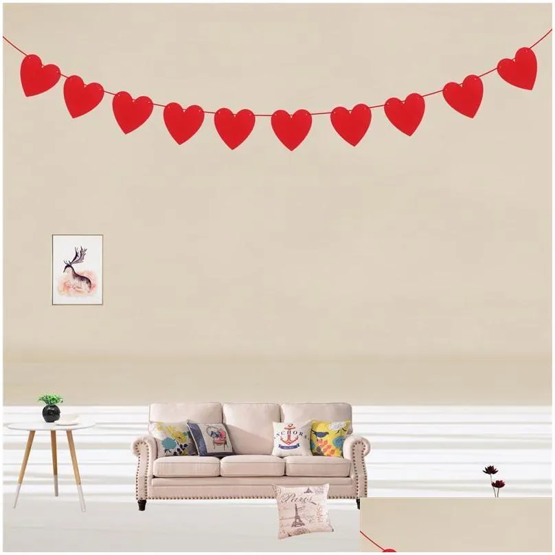 party decoration  hanging decor red love heart bunting banners garland wedding valentines day birthday bridal shower marriage