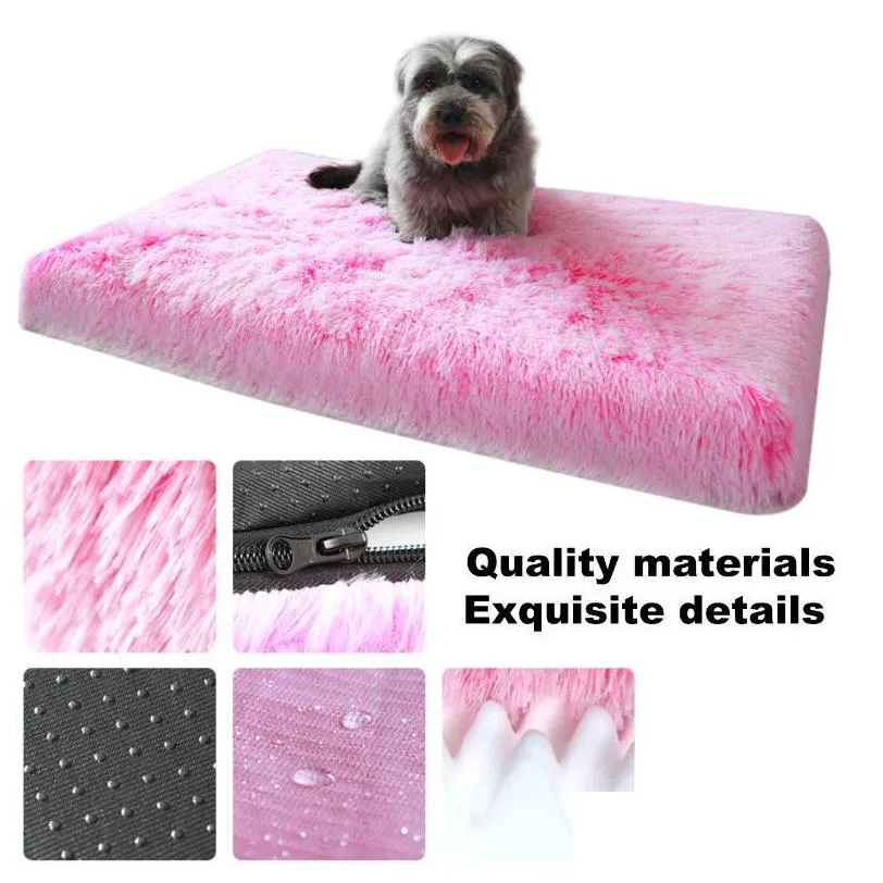 kennels pens long plush dog bed pet cushion rectangular blanket soft fleece cat puppy chihuahua sofa mat pad for small large dogs