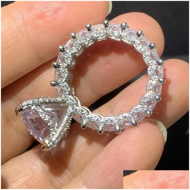 choucong top selling big  egg 10ct diamond ring vintage jewelry 925 sterling silver water drop party women wedding engagement band