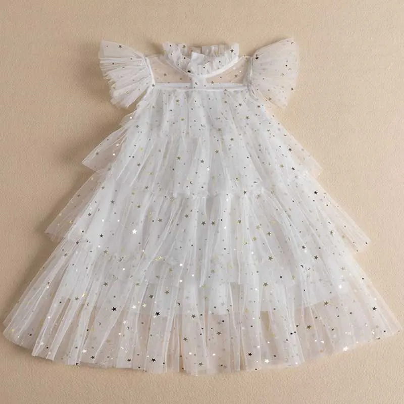 Girl's Dresses 2023 Sequin Party For Girl Shiny Star Pattern Bow Wednesday Carnival Costume Children Christmas New Year Kid Y2303