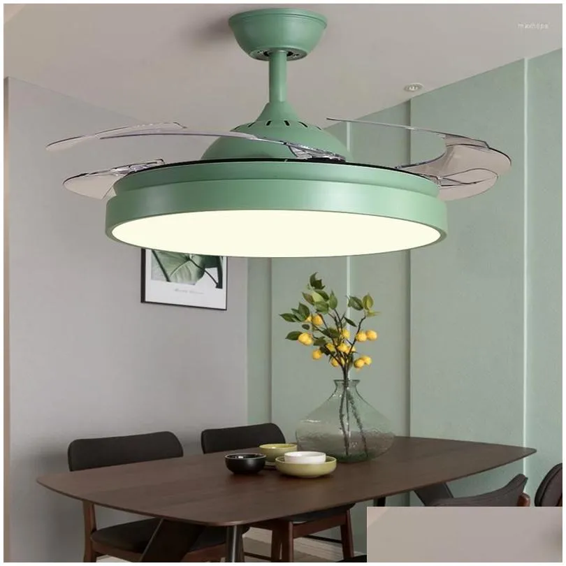 chandeliers 2022 high quality modern invisible fan lights acrylic leaf led ceiling fans 110v / 220v wireless control light