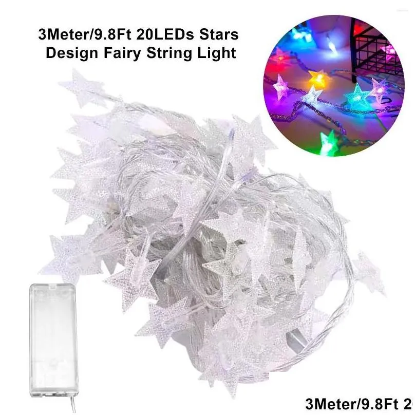 strings stars fairy string light  20led flexible twistable constant bright ip54 waterproof for yard garden patio festival party