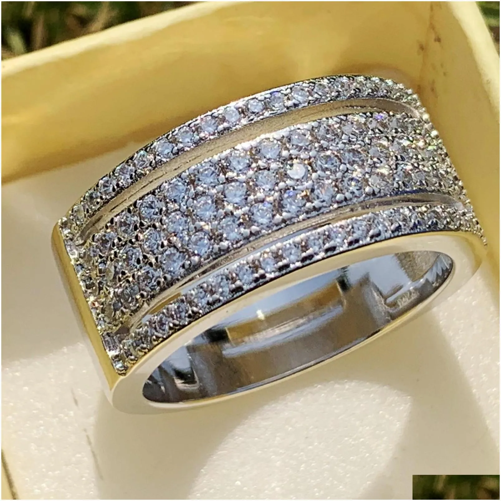 classical fashion jewelry 925 sterling silver pave white clear 5a cubic zirconia opening adjustable women wedding star moon ring gift