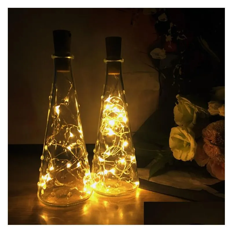 strings silver wire led string light 2m 20leds wine bottle cork battery operated starry rope fairy lights for party holiday